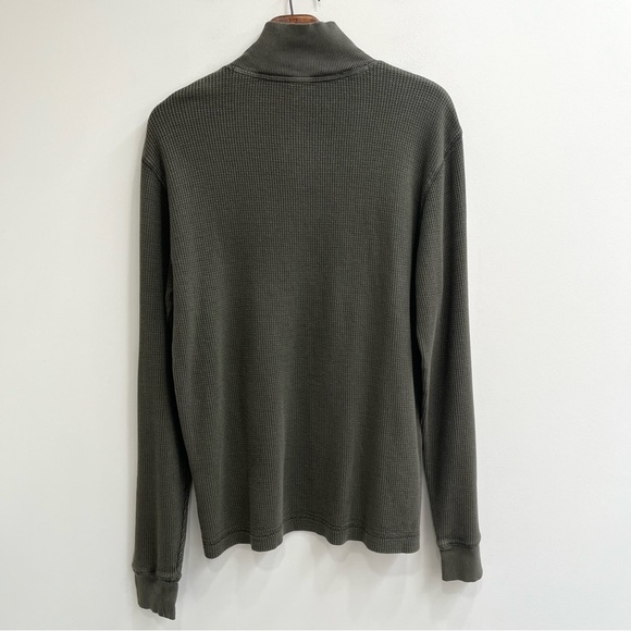 Calvin Klein quarter zip thermal henley shirt olive army green 100% cotton large - Picture 4 of 8